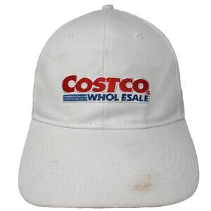 Costco Wholesale Logo Baseball Cap White One Size Slideback Embroidered Hat